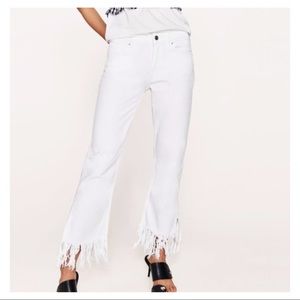 Zara Jeans | Fringe Hem | White | High Rise
